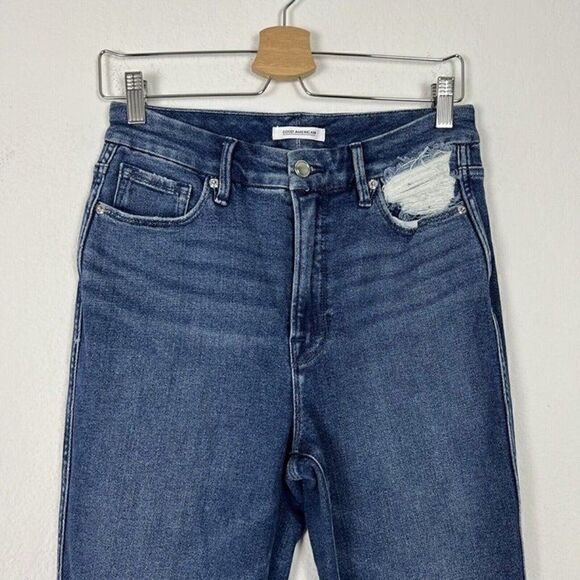 Good American Jeans Good Curve Straight Leg Stretch Distressed Denim Size 8/29 - Picture 4 of 11